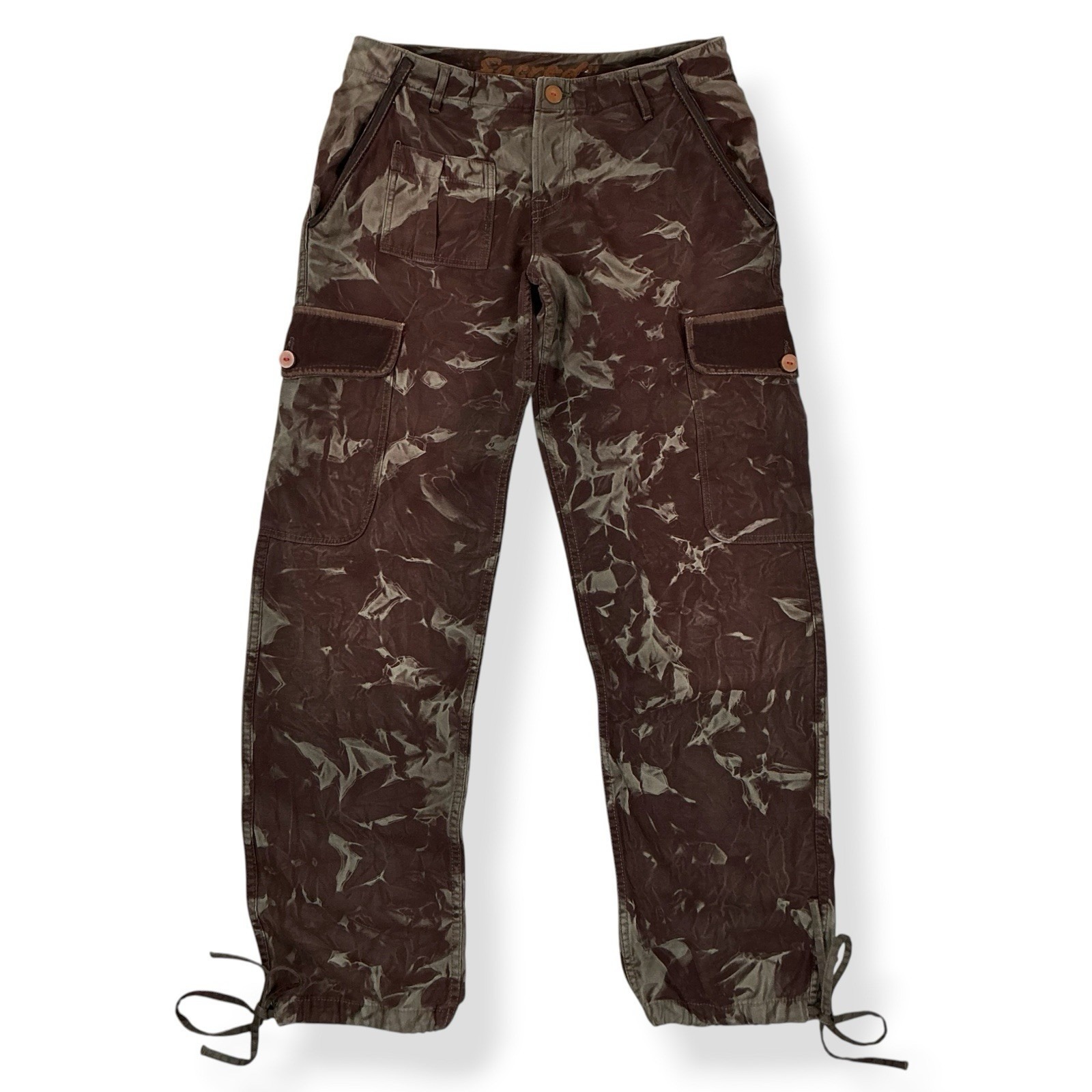 Sacred Pants Men 34 (33x35) Brown Camo Cargo Utility Military Drawstring Y2k Usa